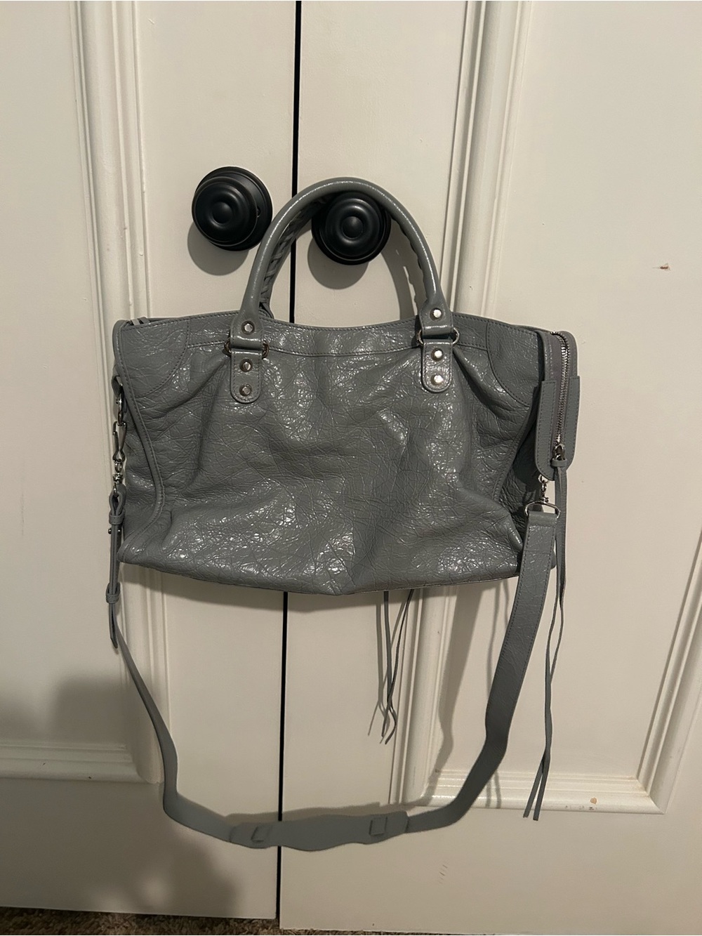Balenciaga Gray Leather City Shoulder Bag with Top Handles - Picture 2 of 16
